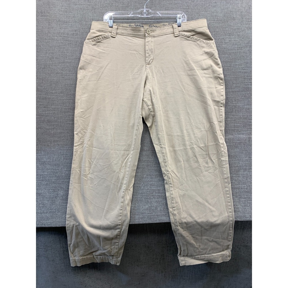 Lee Comfort Waistband Pants Womens 16W Beige Stretch High Rise Straight Leg